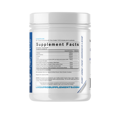 Preworkout - pump and focus v4 powder drink mix - fuji apple nutrition facts label