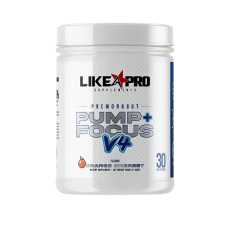 Preworkout - pump and focus v4 powder drink mix - orange sherbet - front view