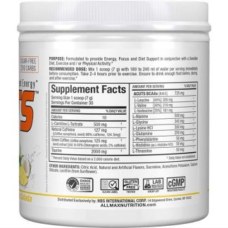 AminoCuts EAA and BCAA Amino Acid Power - Pina Colada Flavor - Supplement Nutrition Facts Label