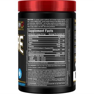 AminoCore BCAA Power - Blue Raspberry Flavor - Supplement Nutrition Facts Label