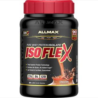 Allmax Isoflex Whey Isolate Protein Powder Chocolate Flavor - Front Label