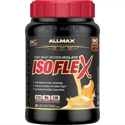 Allmax Isoflex Whey Isolate Protein Powder Orange Dreamsicle Flavor - Front Label