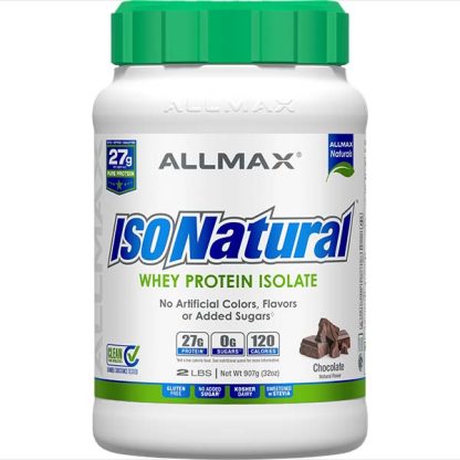 IsoNatural - Sugar Free Whey Isolate Protein Power - Chocolate Flavor - Front Label