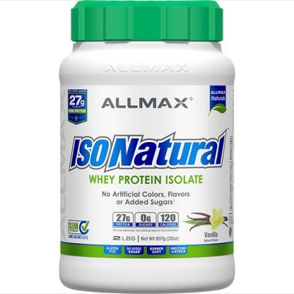 IsoNatural - Sugar Free Whey Isolate Protein Power - Vanilla Flavor - Front Label