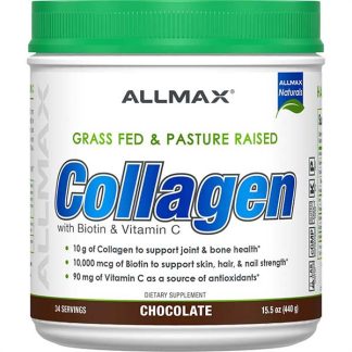 Collagen Powder | Grass Fed and Pasture Raised | with Biotin and Vitamin C | Allmax | Chocolate