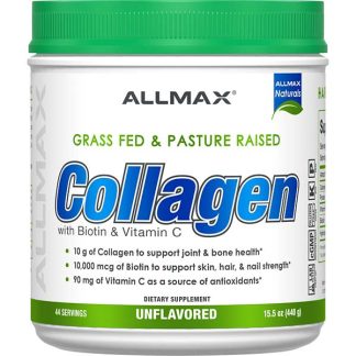 Collagen Powder | Grass Fed and Pasture Raised | with Biotin and Vitamin C | Allmax | Unflavored